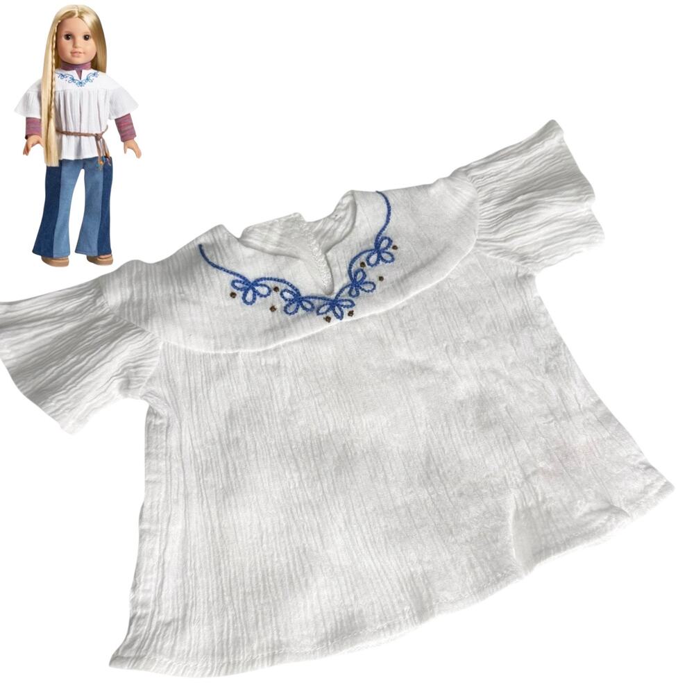 American Girl Julie Meet Shirt 1st Ed. Doll Top White Bell Sleeve Tunic Blouse